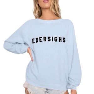 NWT Wildfox Light Blue Pullover with Black Lettering